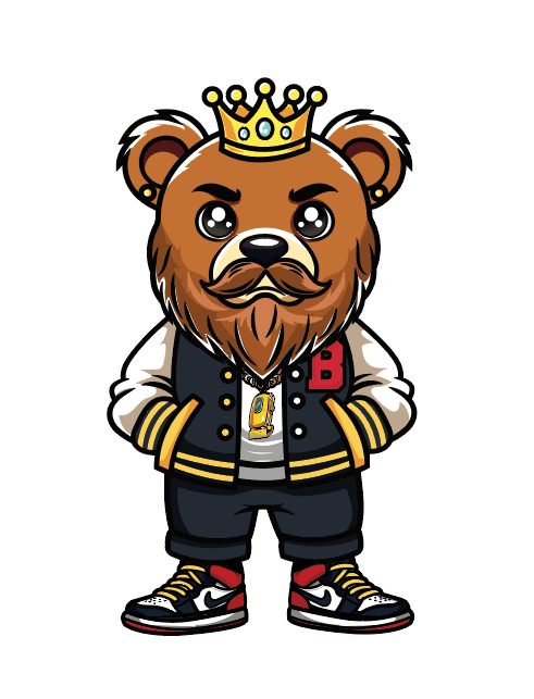 Royal bear mascot character illustrated by Ayoub Benhammadi